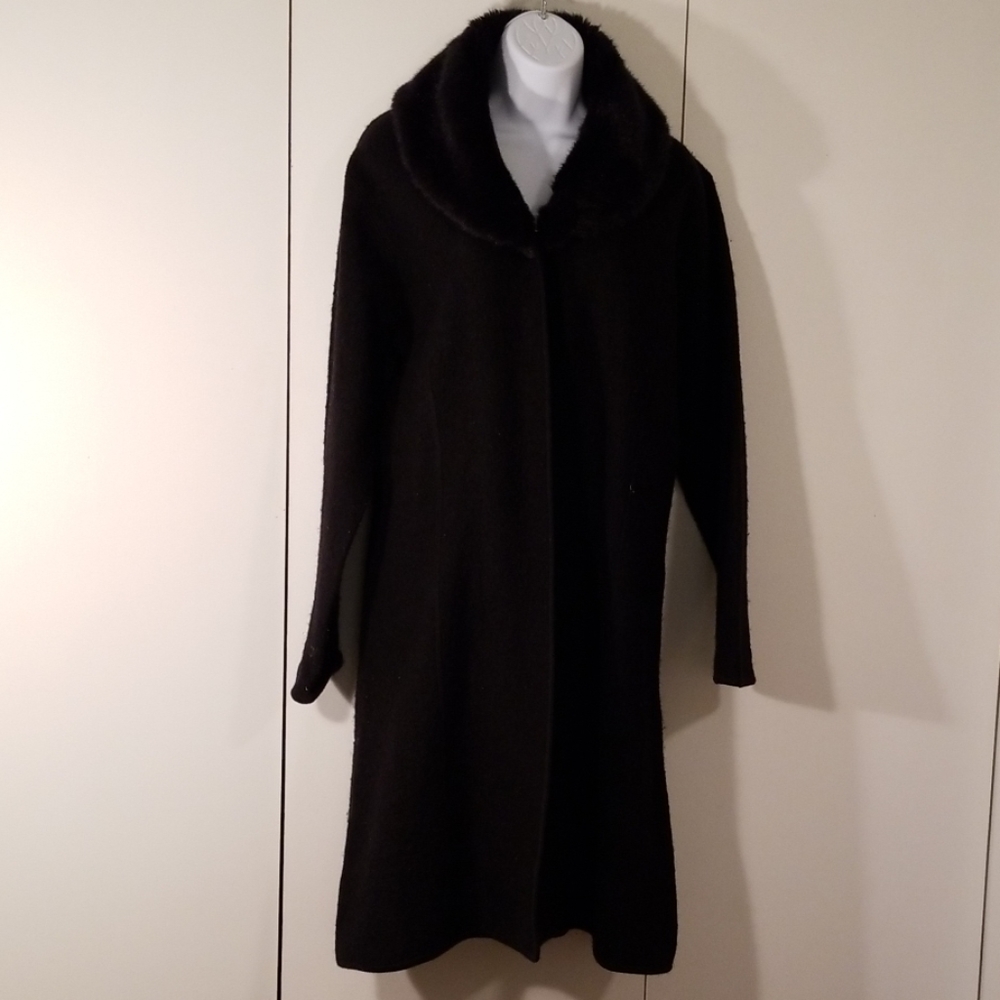 Vintage Black Wool Car Coat